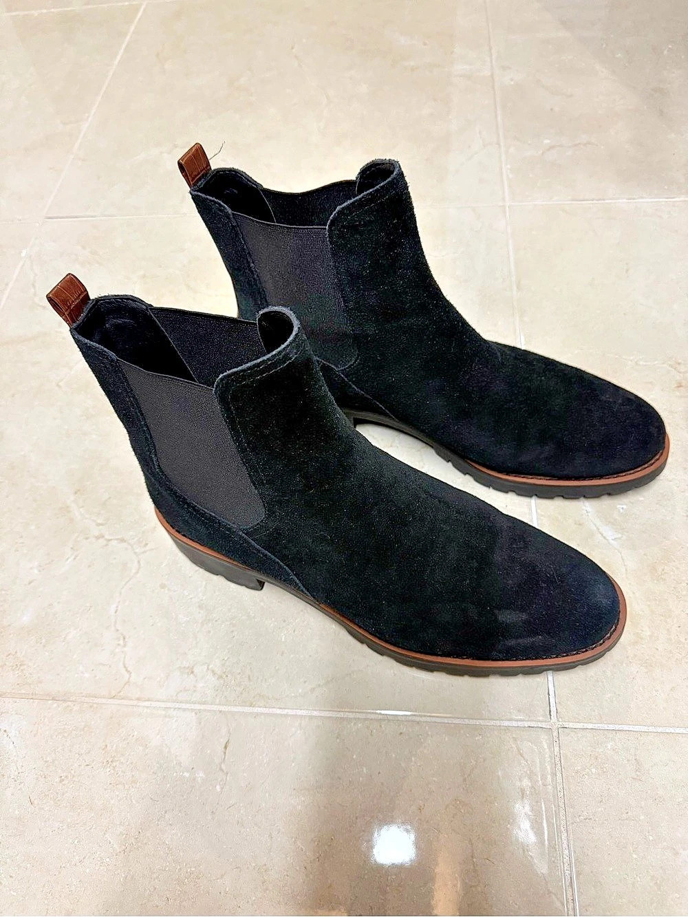 Sam Edelman Black Suede Chelsea Ankle Boots Size 10
